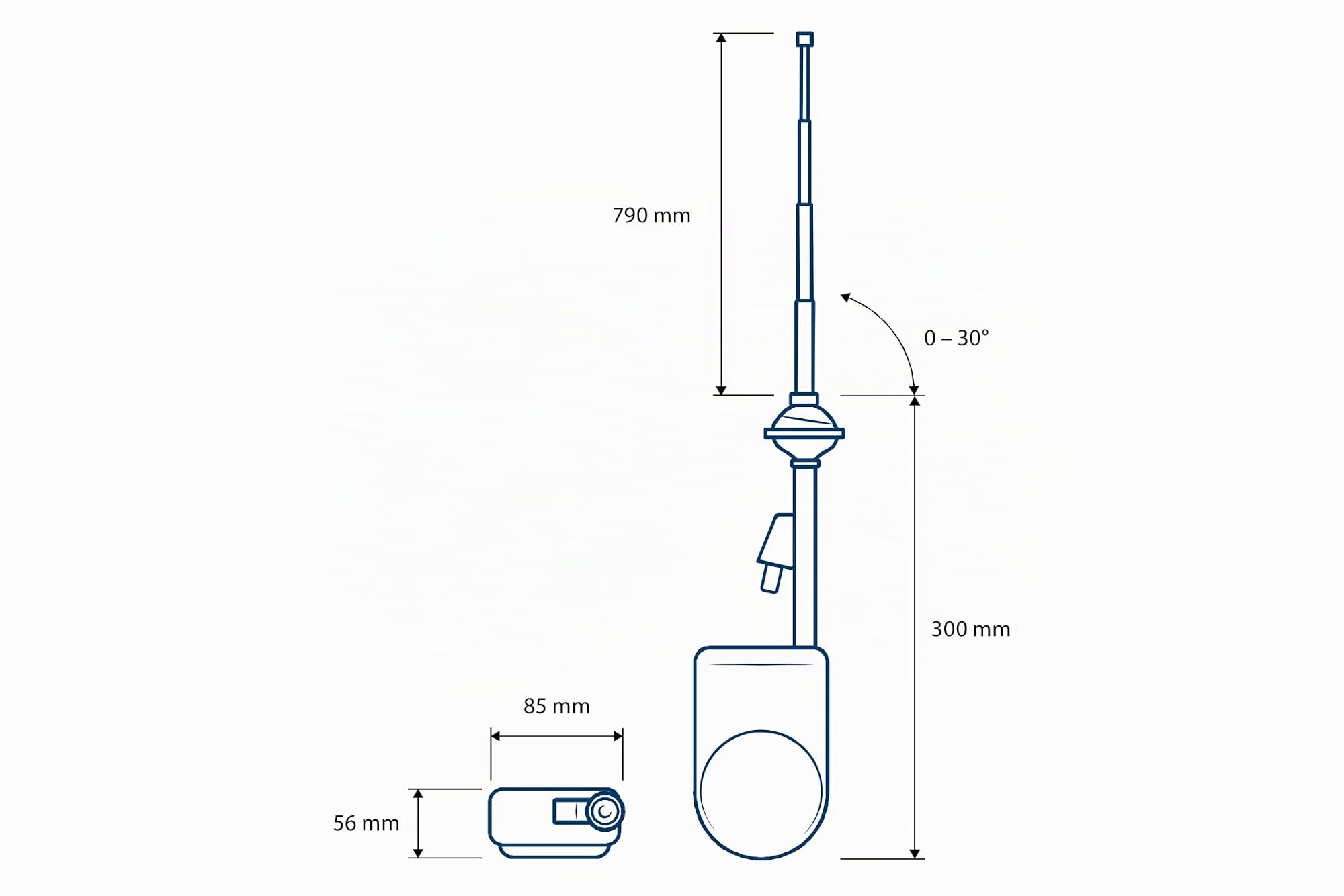 Blaupunkt Autojet 25, antenne motorisée avec Tige argentée, câble de 1,4m, 12V