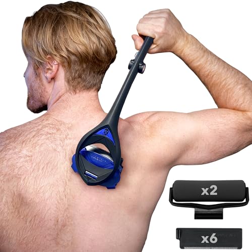 BakBlade 3.0 Stealth Back Shaver alles-in-één verzorgingsset – 58 cm handvat – inclusief lotionapplicator en 3 extra mesjes – pijnloos scheren voor mannen