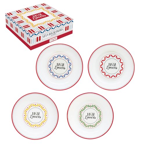 Estuche de 4 asientos para pasta de 20 cm de diámetro de porcelana Pasta & Pizza Lovers