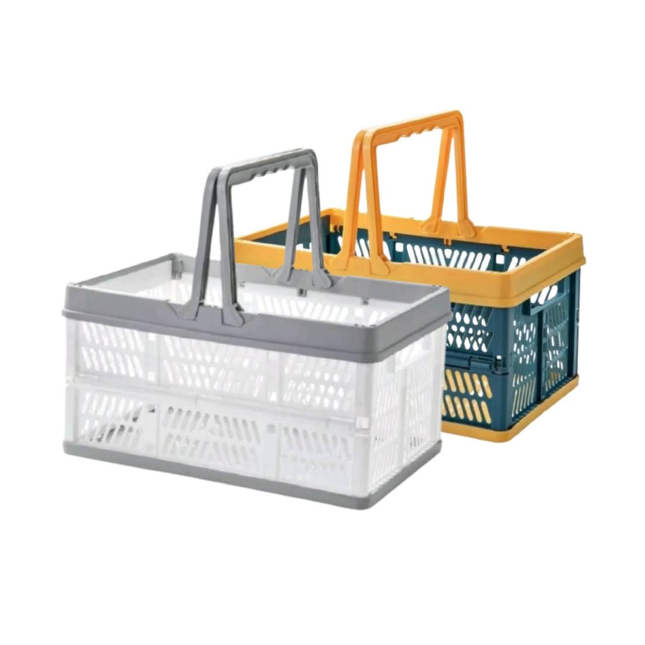 Amplus - 2 Multi-Purpose Baskets can be folded, strong and durable to hold a lot of stuff for shopping, laundry, storing or organizing items 11.7"L x 7.8"W x 6.4"H (2 Packs of 2 Colors)