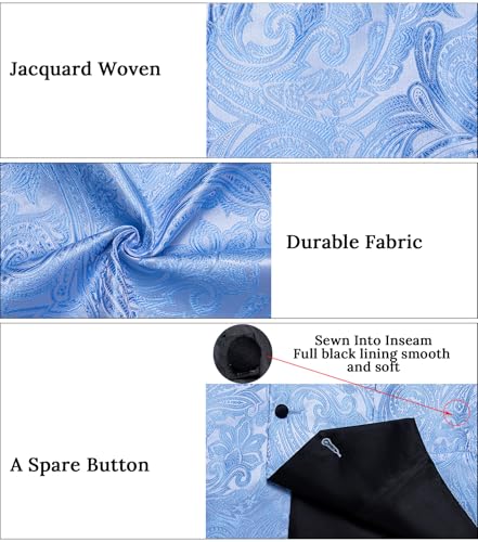 Image of DiBanGu Mens Paisley Suit Vest Silk Jacquard Waistcoat and Necktie Set Formal Shawl Collar Dress Vest 7PCS for Wedding Party