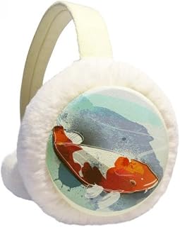 Protetor de ouvido japonês Koi Fish estilo aquarela inverno aquecedor de orelhas de lã peluda para uso ao ar livre