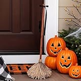 Floating Witch Broom - 43.5 Inches Tall Animated Haunted Dancing Broomstick with Motion & Touch Activated, Spooky Sounds and Light Up for Halloween Party Indoor Home Floor Decor (A)