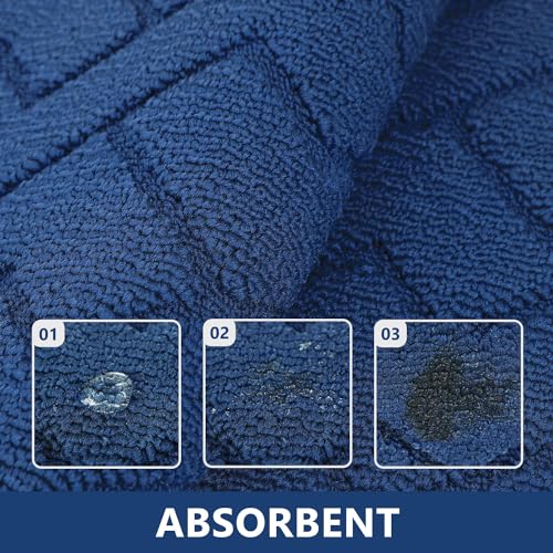 Image of hicorfe Indoor Door Mat,Set of 2 Non Slip Welcome Mats for Floor,Comfort Washabe Carpet for Hallways Entryway Laundry Room(24 inchx35 inch+24 inchx35 inch Navy Blue)