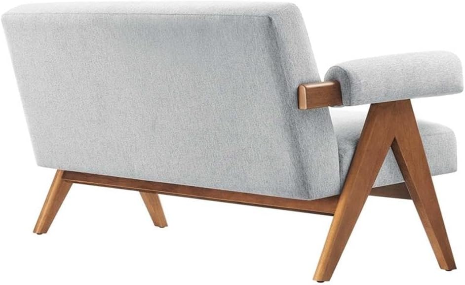 Pemberly Row Upholstered Loveseat, Heathered Fabric in Light Gray, 30.5" H x 59" W x 31.5" D, Rubberwood Legs, Dense Foam Padding, Ergonomic Design, Modern Style Seating for Living Room or Bedroom