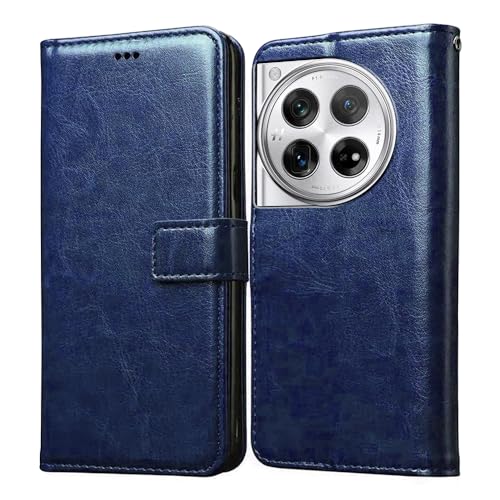 Image of Flip Cover Back Case for OnePlus 12R 5G | Premium Leather Finish | Inbuilt Pockets & Stand | Flip Cover Back Case for OnePlus 12R 5G (Blue)