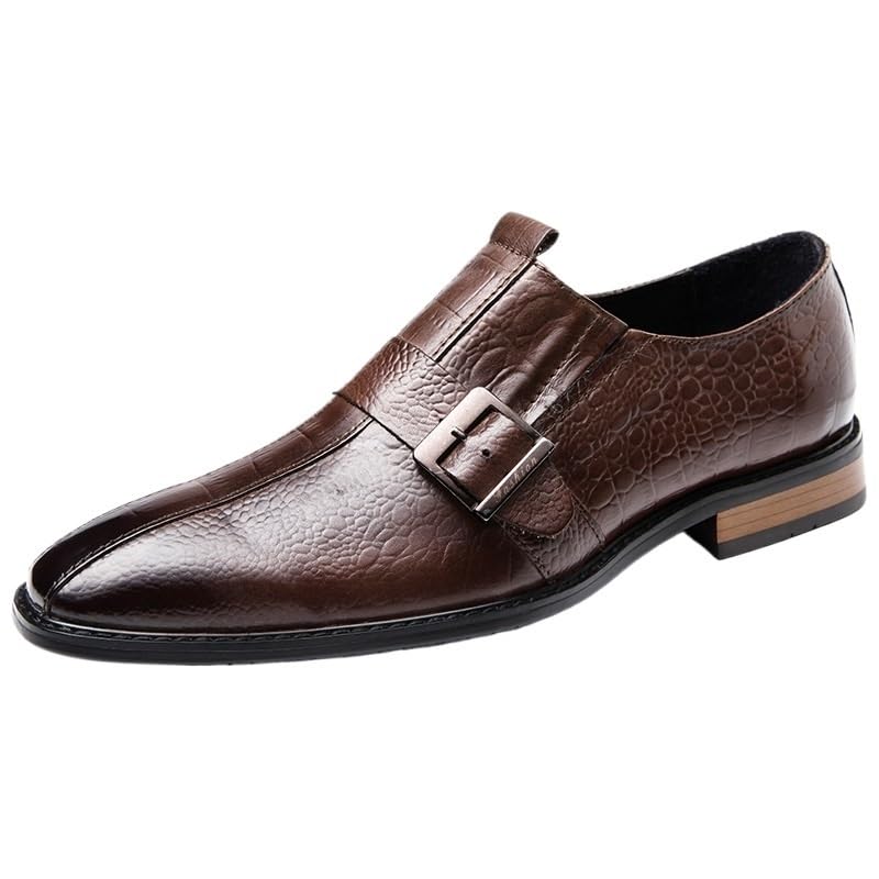 Men Dress Monk Shoes Uniform Casual Round Toe Slip On Party Low Top Shoe Vegan Leather