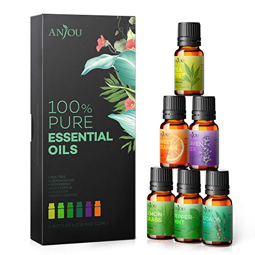 Anjou Essential Oils Set 6-Pack Gift Set Therapeutic Grade 10ml 100% Pure Natural for Aromatherapy Diffuser Skin Care Massage Home Fragrance