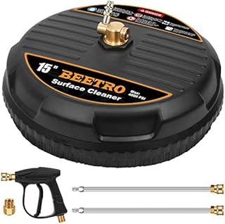 BEETRO 15'' Surface Cleaner for Pressure Washer, Power Washer Attachments for Driveway, Sidewalk, Concrete, Deck, Patio Cleaning, with Spray Gun and 2 Spray Wands, Max 4000 PSI