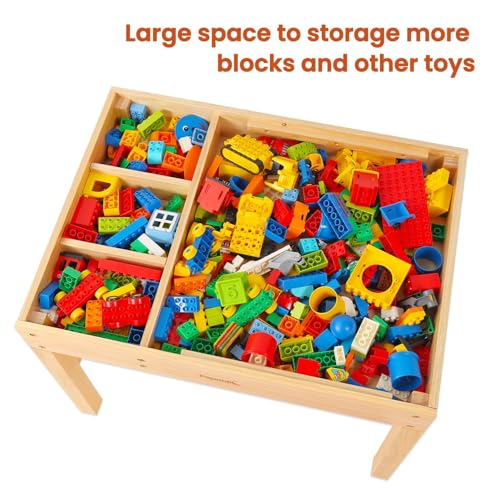 papablic 2 in 1 kid activity table with large storage for older kids compatible with lego building block for boys girls