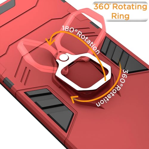 Image of Pikkme Back Cover for Realme 11 Pro /Pro Plus 5G | 360 Protection | Ring Holder | Kickstand | Tough Armor Case (Red)