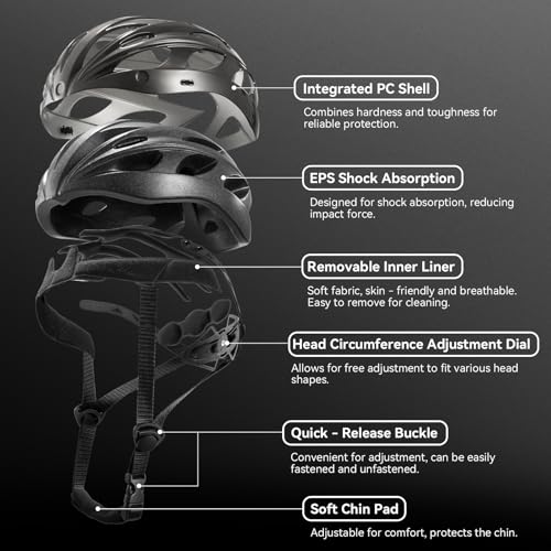 ROCKBROS Bike Helmet for Adult Men Women with Suggested Fit