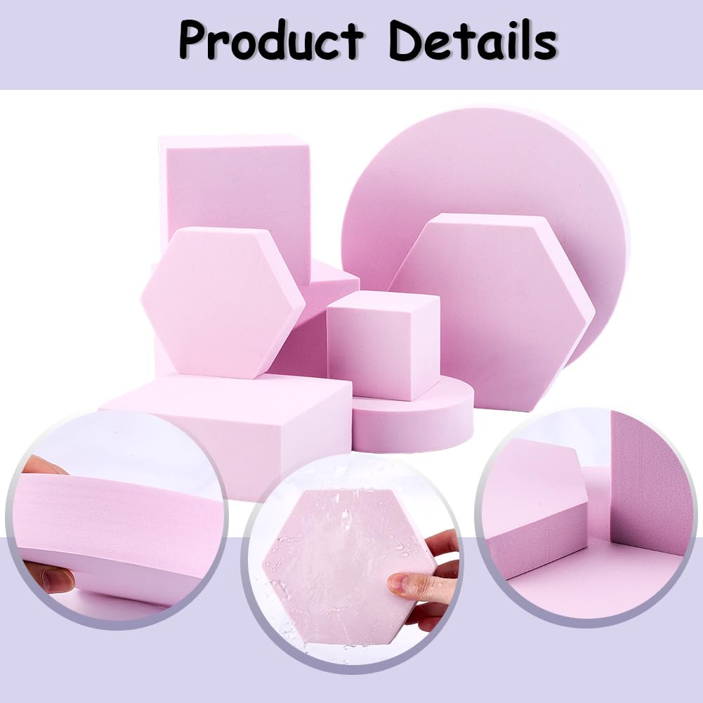 CREATCABIN 8ensemble D'Accessoires Photo Forme Cube Géométrique 8styles Socles D'Affichage Mousse Dure Accessoires Photo Carrés Hexagonaux Ronds Fond Photographie pour Produits Bijoux Cosmétiques Rose