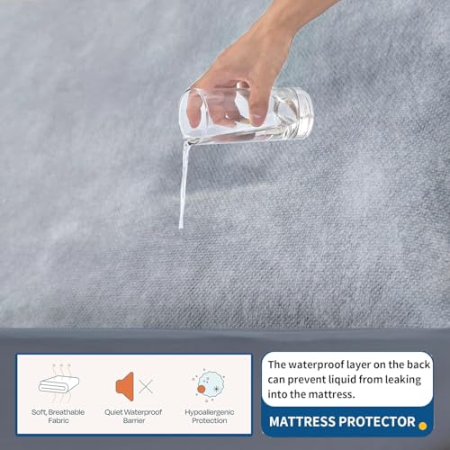 Image of Premium 100 Percent Waterproof Mattress Protector with Elastic Non-Woven | Hypoallergenic Mattress Cover Fitted Bed Protector for Single Size Bed 48x72 Inch Fit On 10 Inch 4X6 Feet, Dark Grey