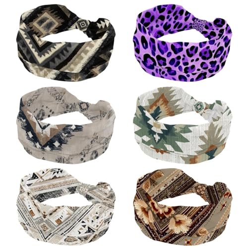 Bandeaux élastiques de sport pour femme avec motif floral aquarelle anti-transpiration