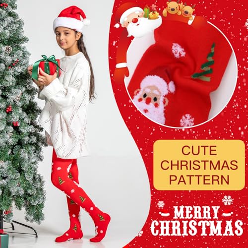 Yilanmy 2 Pairs Children's Christmas Tights, Toddler Girls Christmas Tree and Snowflake Tights Pantyhose for 4 to 10t3