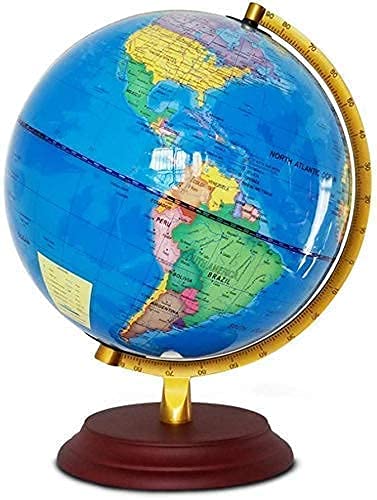 LOKLNEYK Globo terráqueo, Globo Explorador con Base de Madera for Estudiantes Secundaria, Enseñanza Especial, Decoración 10 Pulgadas, Modelo YWB601925