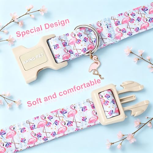 Image of ARING PET Summer Dog Collar, Cute Flamingo Doggy Collars for Puppy Small Medium Large Boy Girl Dogs, for Daily Photos Beach Walking Hiking Picnic-XL