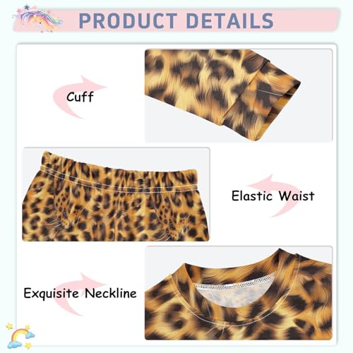ALAZA Furry Cheetah Leopard Print Pajama Set Pijamas Para Niños Long Sleeve Sleepwear3