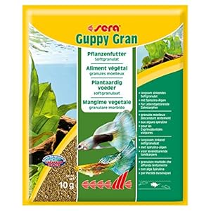 Sera Guppy Gran Alimento de Plantas o pienso Vegetal para Peces, granulado Blando de Lento hundimiento para Guppy, Espada, Platy, Molly y pez Mariposa