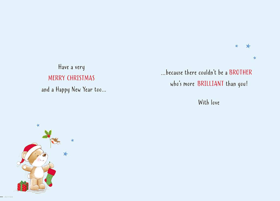 Moderne Weihnachtskarte Für Bruder – Piccadilly Greetings, 25,4 X 17,8 Cm