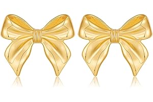 Gold Tonluyax Silver Bow Earrings for Women