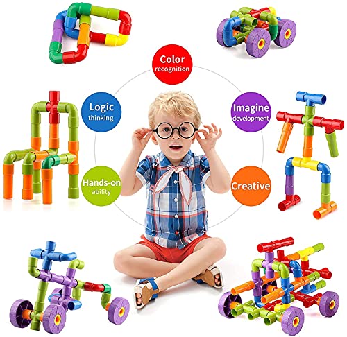 Image of AEXONIZ TOYS 85 Piece Unbreakable Building Blocks Toy with Wheels for Kids,Block Game for 3-8 Years Old Kids Boys & Girls,Random Color(Block Toys for Kids)