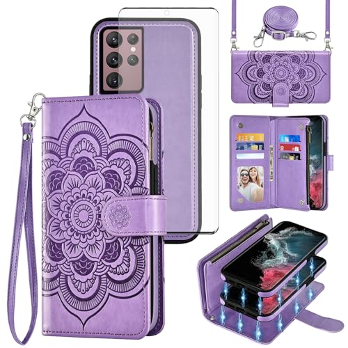 Étui portefeuille Galaxy S22 Ultra floral pour emporter vos cartes en balade