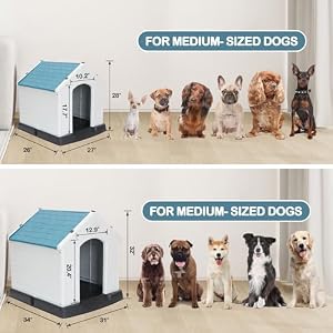 Pet Republic Large Plastic Dog House Indoor Outdoor Doghouse Dog Kennel Easy to Assemble Puppy Shelter w/Air Vents Elevated Floor Waterproof Pet Republic Large Plastic Dog House Indoor Outdoor Doghouse Dog Kennel Easy to Assemble Puppy Shelter w/Air Vents Elevated Floor Waterproof