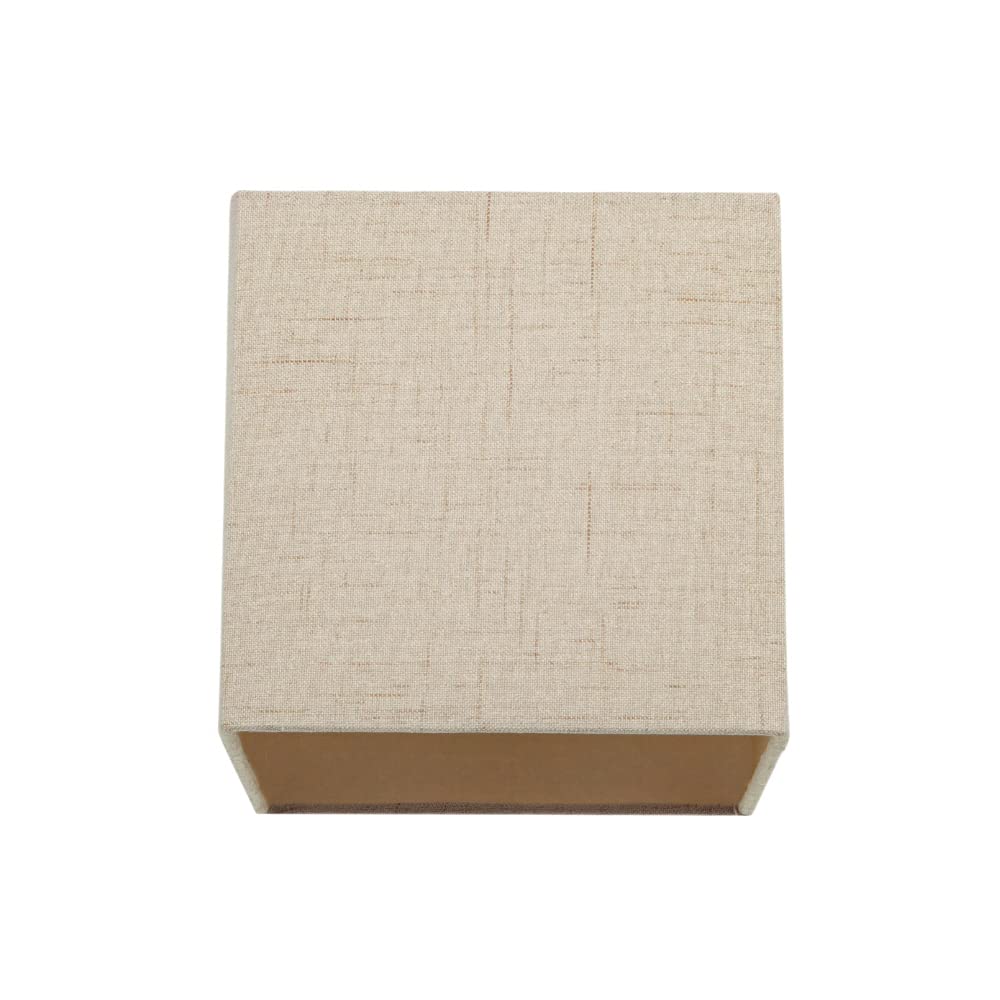 Contemporary and Sleek Taupe Linen Fabric Small Square Lamp Shade 40w Maximum | 16cm x 16cm | for Table Lamp, Wall or Pendant Light Fitting | Inner Satin Lining by Happy Homewares