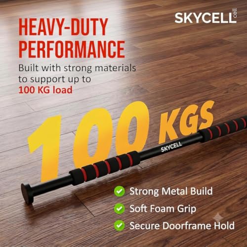 Image of SKYCELL Pull Up Bar for Home for Kids (100 kg Capacity) | Wall Mounted Pull Up Bar with Anti-Skid Grip | Heavy-Duty Pullup Bar for Home for Kids | Strength Training & Exercise Bar