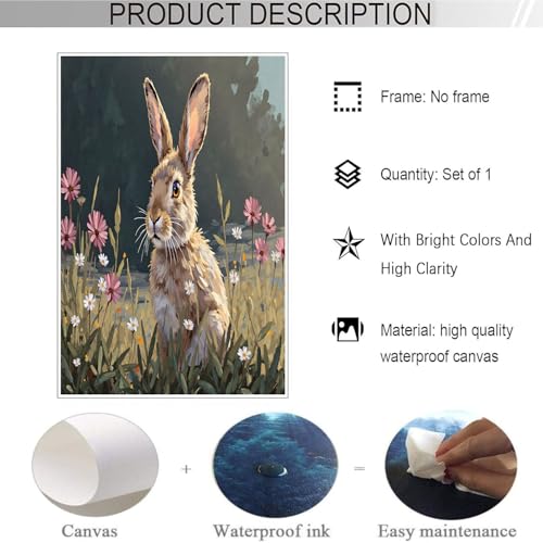 Tableau peinture lapin affiche murale salon grand format - 6