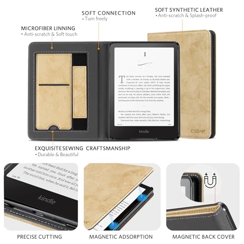 Image of CoBak Stand Case for 7 inch Kindle Paperwhite 12th Gen 2024 and Kindle Colorsoft with Hand Strap - Compatible with iPhone MagSafe, for Samsung /Belkin /Anker Wireless Charging Pads, Durable, Auto Sleep Wake