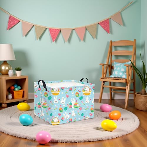 Image of Rectangular Flower Easter Basket for Kids - Baby Storage Bin and Organizer, Shelf, Book Basket, Room Decor