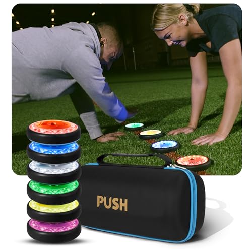 PUSH Pucks Reaktionslichter Training Smartes Reaktionstraining per App Trainingslichter für Sport Schule & Coaching 6 Pucks