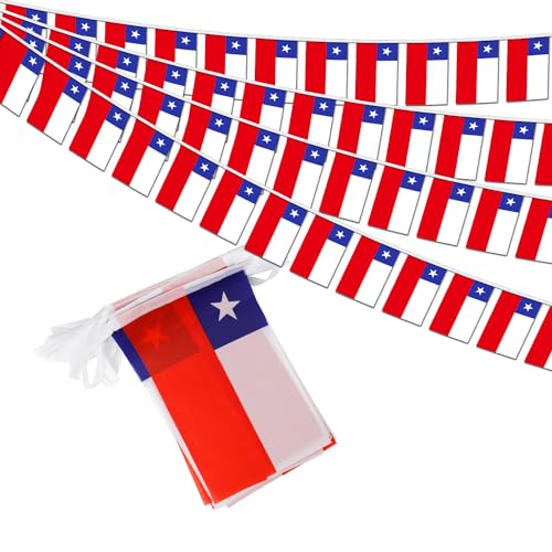 Image of Chile String Flag Pennant Banner - 38 Flags, 42 Feet Small Mini Chilean Flags Bunting Banner for Country Decoration, School, Party, Sports Events