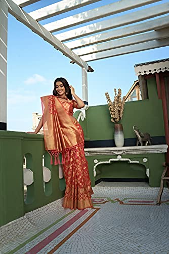 Image of Vardha Women's Art Silk,Silk Saree with Banarasi Weave and Unstitched Matching Blouse Piece | Sari for Women