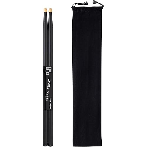 lyumengg Drum Sticks, 5A Drumsticks Black Hickory Wood Drumsticks With Storage Bag, 1 Pair