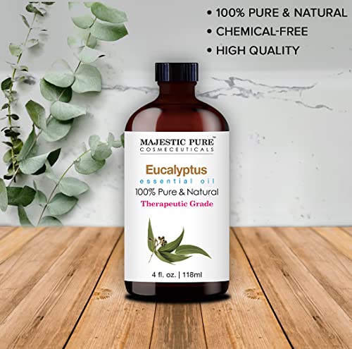 Majestic Pure Eucalyptus Essential Oil, Therapeutic Grade, Pure And Natural Premium Quality Oil, 4 Fl Oz #TOP5