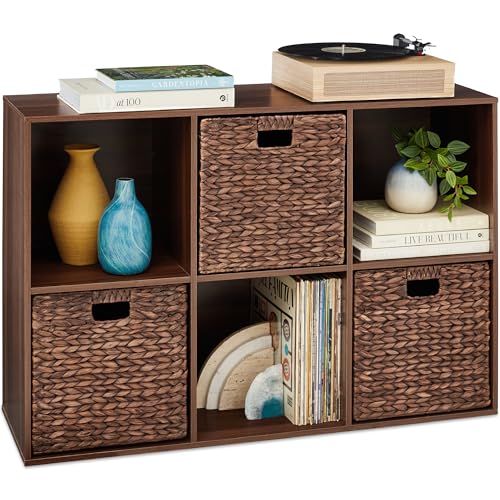 Image of Best Choice Products 6-Cube Storage Organizer, 13.5in Shelf Opening, Bookcase, Display Shelf, Customizable w/ 3 Removable Back Panels – Walnut