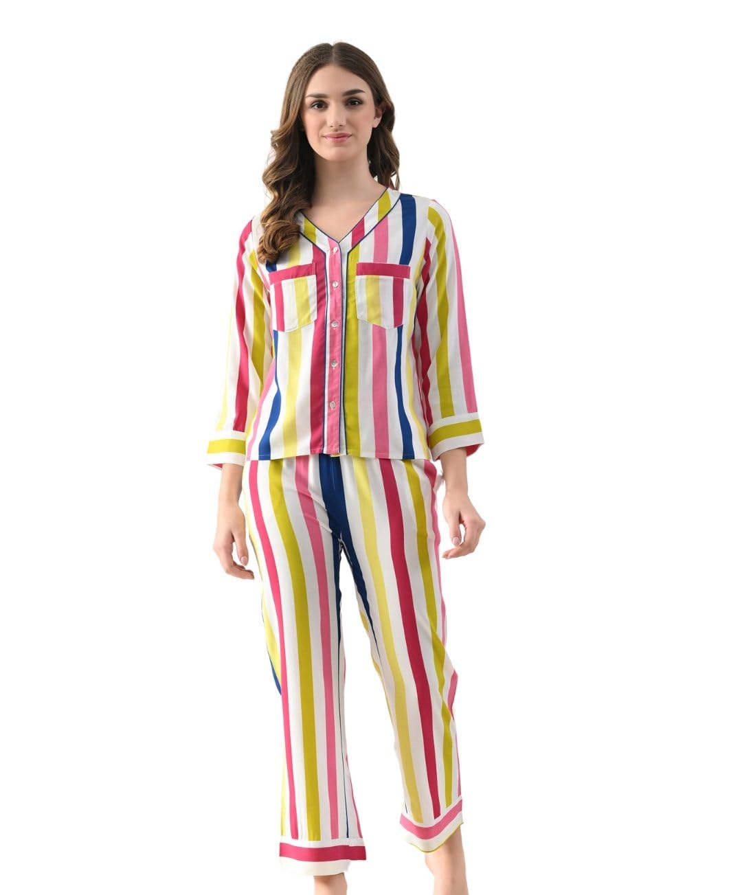 unifringe Women's Rayon Night Suit Pajama Set – Multicolor Sleepwear | Night Suit for Girls & Women | Relaxed Fit Co-Ord Nightwear for Cozy & Peaceful Sleepwear for Woman | Night Dress for Woman-picture-14