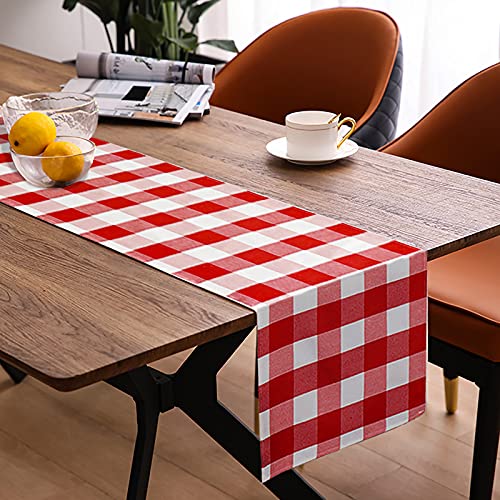 Red And White Buffalo Plaid Table Runner 14X72-Inch Farmhouse Decor Table Runners Home Fashions Farmhouse Living Buffalo Check Table Runner Paid Runner For Kitchen Table (14X72-Inch, Red And White) #TOP2