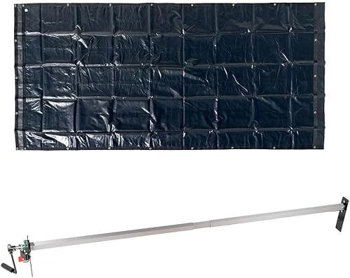Mytee Products Kit de lona para camión y remolque, 7 x 15 pies, lona de vinilo negro de asfalto con doble bolsillo y ojales, rodillo de manivela
