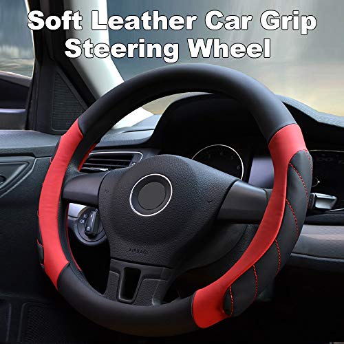 Capa de volante para carro KKmoon, capa de couro macio para volante antiderrapante, ajuste universal