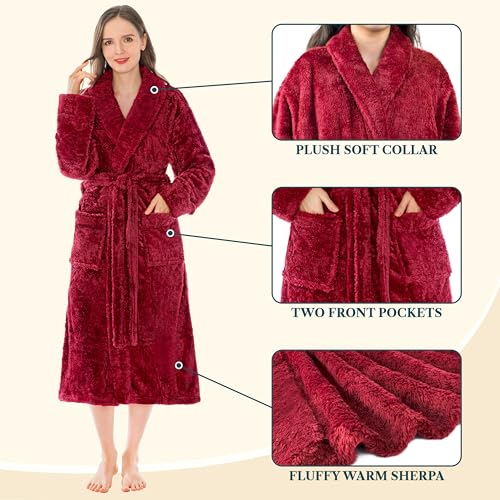 Image of PAVILIA Premium Womens Plush Soft Robe Fluffy, Warm, Fleece Sherpa Shaggy Bathrobe
