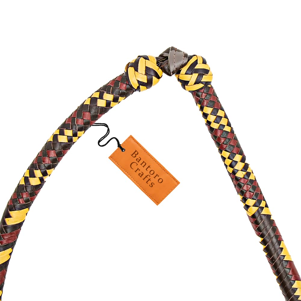 Marrone, Rosso e Crema Frusta 16 trecce Fili Pelle Intrecciata Frusta in Vera Pelle Pancia in Pelle e Supporto in Pelle all'Interno Frusta Che schiocca Forte