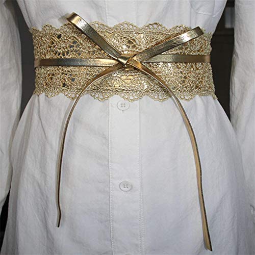 QQWA Femmes Large Dentelle Taille Ceinture Cinch Ceinture Laçage Robe Taille Dames Taille Robe Accessoires,d'or Cover