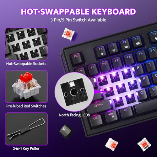 Image of darkFlash K87PRO TKL Mechanical Keyboard with 6 LCD Stream Control Keys & 3 Media Knobs - Gasket Mount, Hot-Swappable RGB Gaming & Streaming Macro Keyboard for PC & Mac (Black)