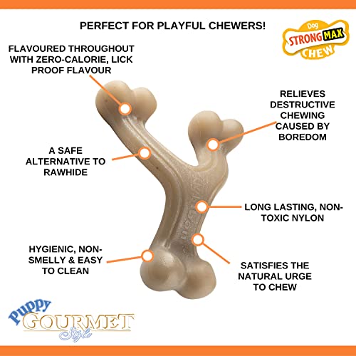 Nylabone Maximum Strength Tough Extreme Puppy Gourmet Wishbone Dog Chew Toy, Adult Teeth - Image 3