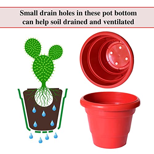 Image of Kuber Industries Solid 2 Layered Plastic Flower Pot|Gamla for Home Decor,Nursery,Balcony,Garden,6 inchx5 inch,Pack of 8 (Red)